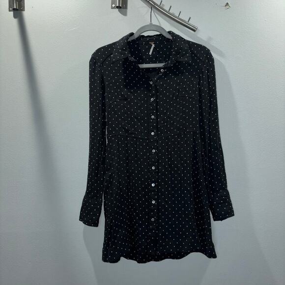 Free People This Town Long Sleeve Polka Dot Shirt Dress | Size Small - Picture 7 of 15